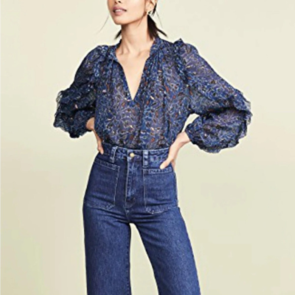Ulla Johnson Silk Atiya Blouse in Dusk